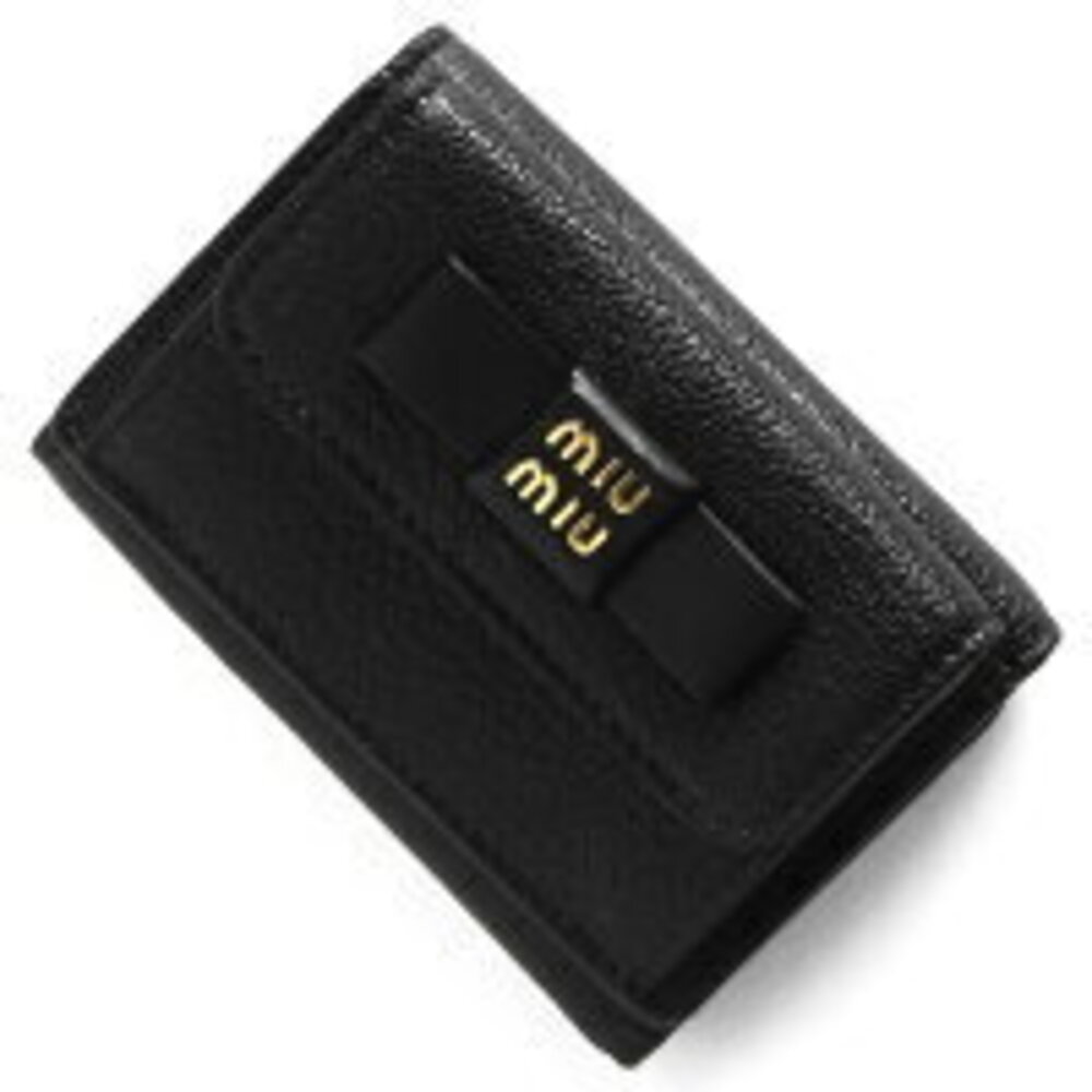 Miu Miu Madras Tri fold Wallet Fiorco Ribbon Black